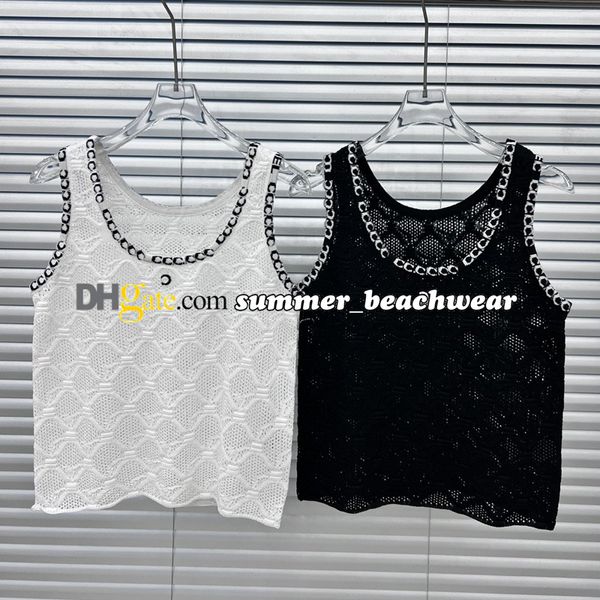 Sexy Sheer Knit gilet designer Lettere scollo a maglia canotte a maglia Summer Summer Casuals traspirato Tannie a maglia traspirante maglietta