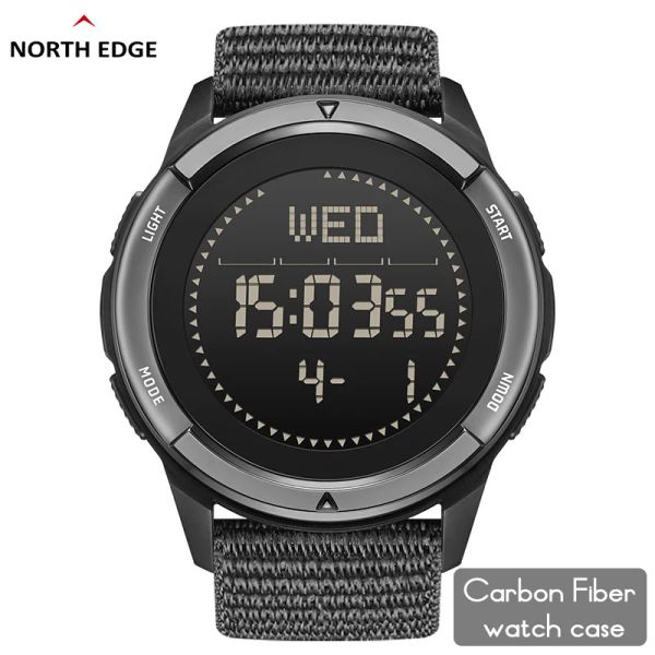 Uhren Nordkante Alpen Herren Kohlefaser Digital Uhrenschock Militray Sport Super Light Outdoor Compass wasserdichte 50 m Armbanduhr