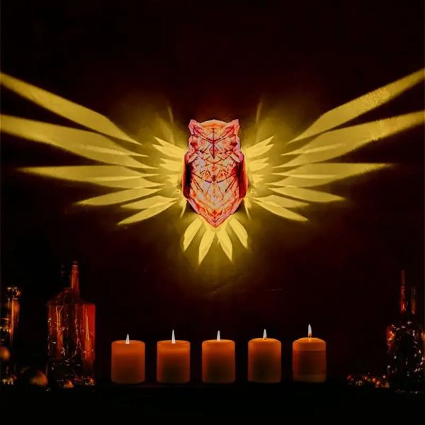 Aufkleber Lofytain LED Tierprojektion Lampe Eul Löwen Eagle Nacht Licht Tier Wandleuchten Schlafzimmer Dekoration Ornamente