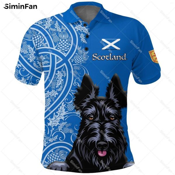 Polos maschile scozzese Scottish Terrier Thistle 3D su tutta la polo stampato Magliette da tennis Tshirt Summer Turndown Collar Tee Unisex Female Top