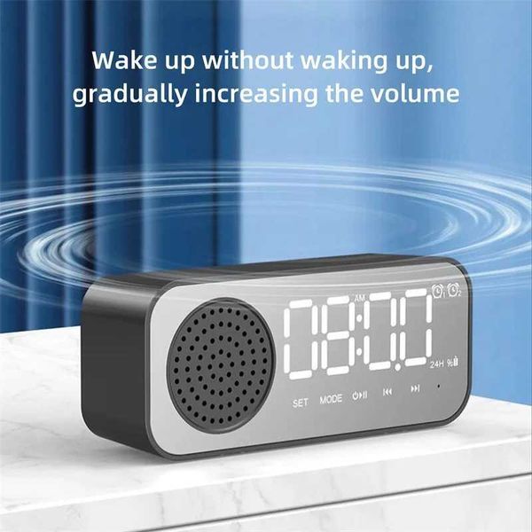 Orologi da tavolo da scrivania Nuovi altoparlanti bluetooth wireless orologio doppio supporto allarme tf scheda fm radio soundbar shoror oror oror orologio allarme altoparlanti