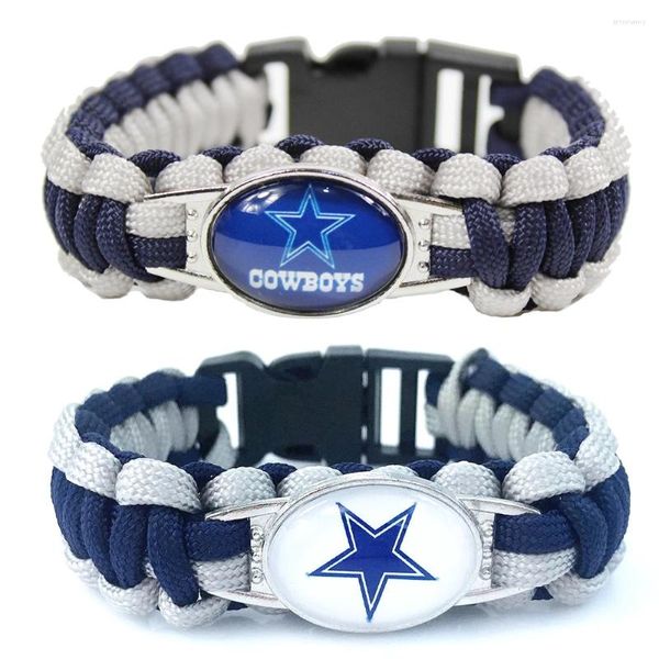 Armreifen 18 25mm Glas Fußball Charms Cowboy Armband Paracord Überleben geflochten