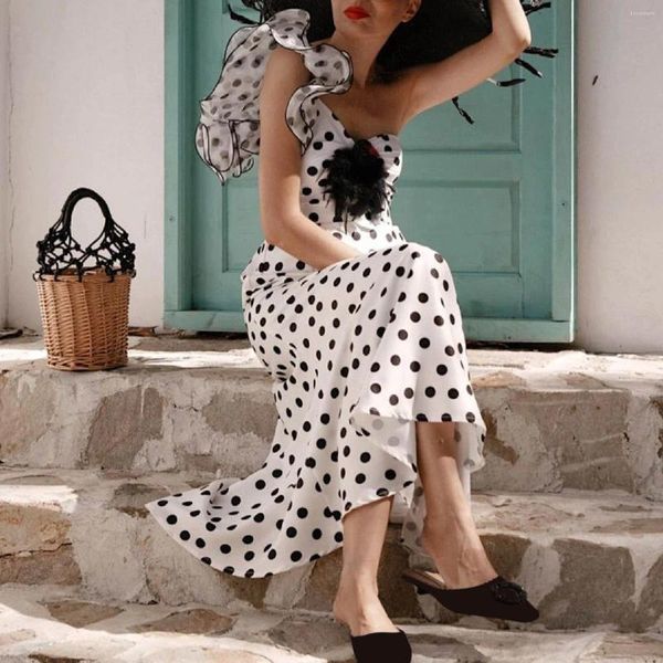 Frauen Badebekleidung 2024 Vintage Ruffle Dot bedrucktes Badeanzug Set One -Stück Urlaub Frau Strandbekleidung Luxus Badeanzug Tankini