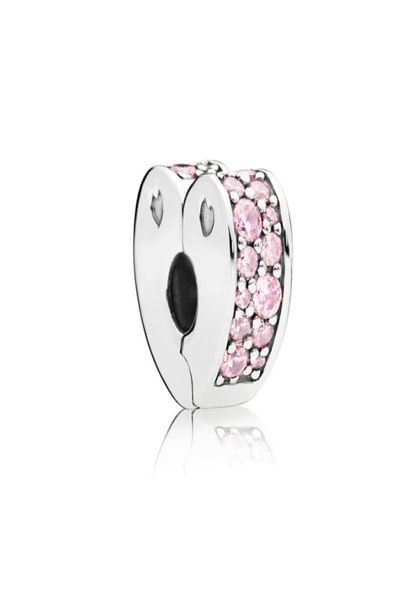 Autêntico 925 SERLING SLATER BEADS CHARMS PINK CLARO ARCOS DO AMOR CLIP LACH LACH STACHE