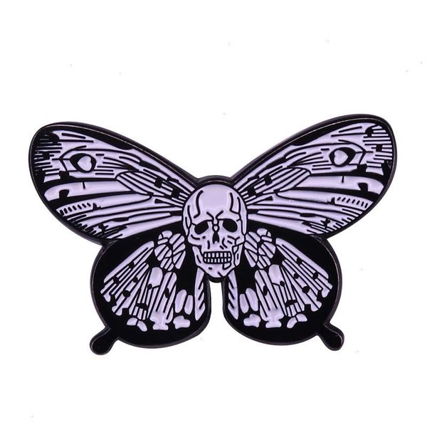 Neuheit Schädelmotten Schmetterling Dead Hippie Punk Rock Emaille Brosche Stifte Abzeichen Revers Pins Legierung Metall Mode Schmuckzubehör Accessoires