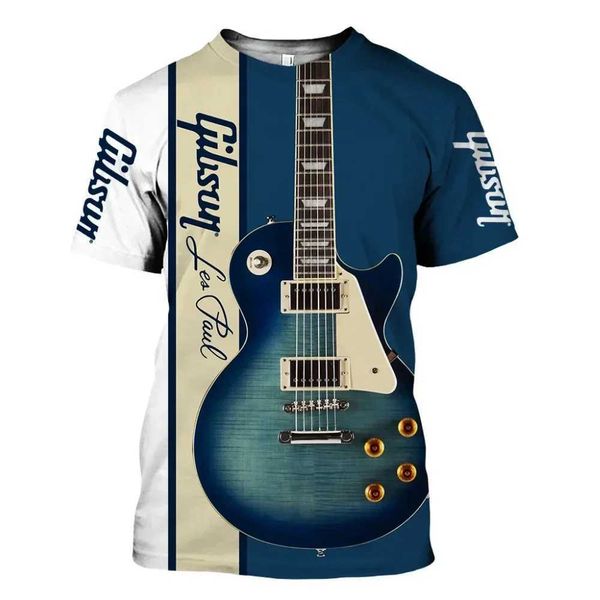 Erkek Tişörtler Yeni Erkekler Kadın Çocuk Unisex T Shirts Hip Hop T-Shirt Yaz Giyim Caz Müzik Saksını Gitar Klarnet 3D Baskı Gündelik Büyük Boy Ts T240506