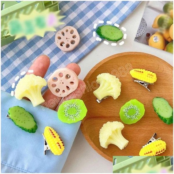 Accessori per capelli Fruit Simation Food Hairpin for Women Corn Cucumber Clip Creative Lotus Root Broccoli Clips Delivery Delivery Products DHPB2