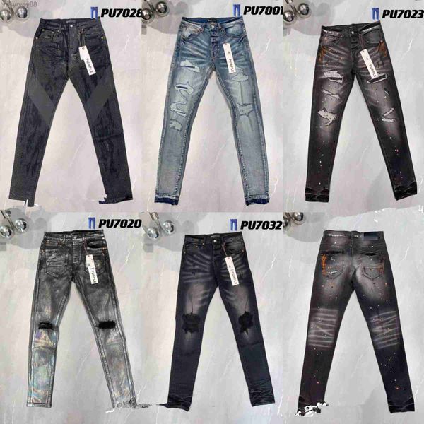 Pantaloni designer di jeans viola maschi maschi ansima per auto -coltivazione di ricamo nuovo stile nero e piedi piccoli piedi femminile ybga