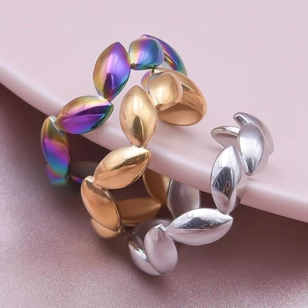 Clusterringe romantische ovale ovale silbergoldene Regenbogenfarbe Edelstahl Frauen verstellbar für Freundin Hochzeit Schmuck