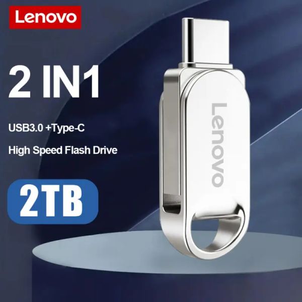 Adaptör Lenovo Tip C USB Flash Sürücü 2 İçinde 1 USB Stick 3.0 128GB Kalem Sürücüsü 2TB 1 TB su geçirmez Pendrive Bellek Diski İPhone 15 Pro MAX için