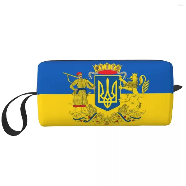 Aufbewahrungstaschen Custom Arms Copping ukraine Toilettenbeutel Frauen Ukrainische Flagge Kosmetische Make -up -Organisatorin Lady Beauty Dopp Kit Box