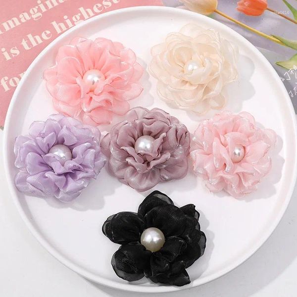 Charms 1pcs Koreanische Version Super Unsterbliches süßes buntes Perlennetz Blume DIY handgewebtes vielseitiges Haar Clips Accessoires Material