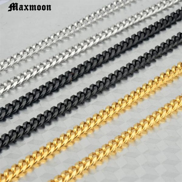 Catene Maxmoon 2024 Classic Men Necklace Larghezza da 3 a 7 mm in acciaio inossidabile lungo per le donne gioielli a catena