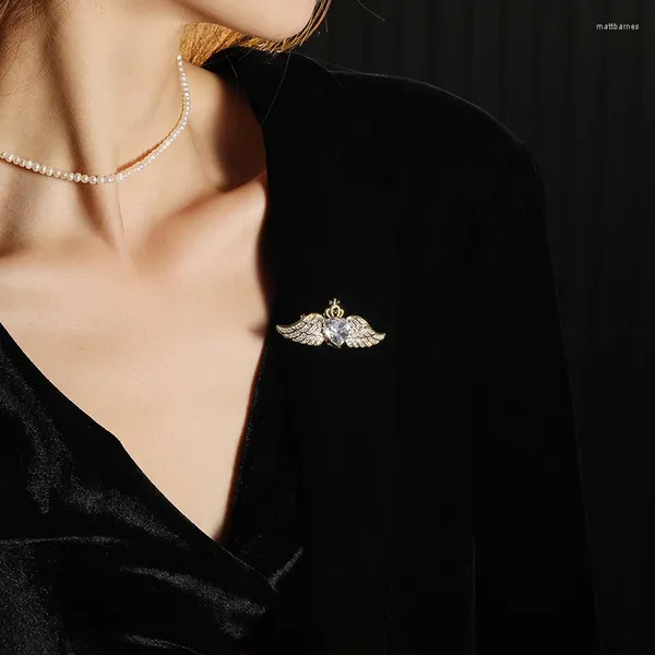 Broches moda shinestone angel wing pino para feminino vestido jóias acessórios de jóias presentes