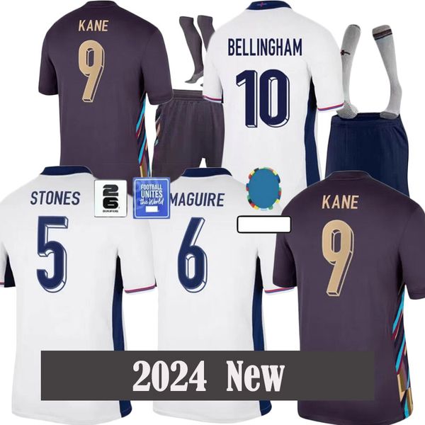 24 25 Shirt calcistica Inghilterra Toone Soccer Maglie Russo Angletrere Kane White Saka Mead Gk Kane Sterling Rashford Sancho Grealish 2024 Kit per bambini