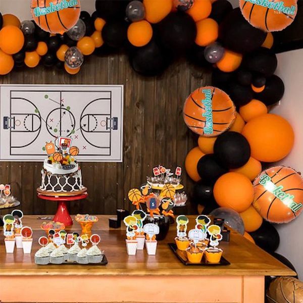 Decoração de festa suprimentos de basquete laranja balões de látex decorações de aniversário crianças garotas de balão adulto garoto de chá de bebê