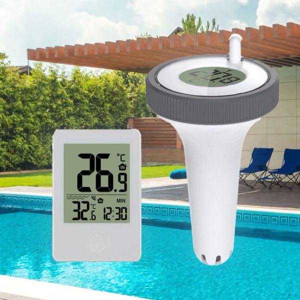 Messgeräte drahtloser schwimmender Pool Thermometer Digital Innen im Freien im Außenpool Badewater Spas Aquarien Fernbedienung mit Zeituhr beobachten