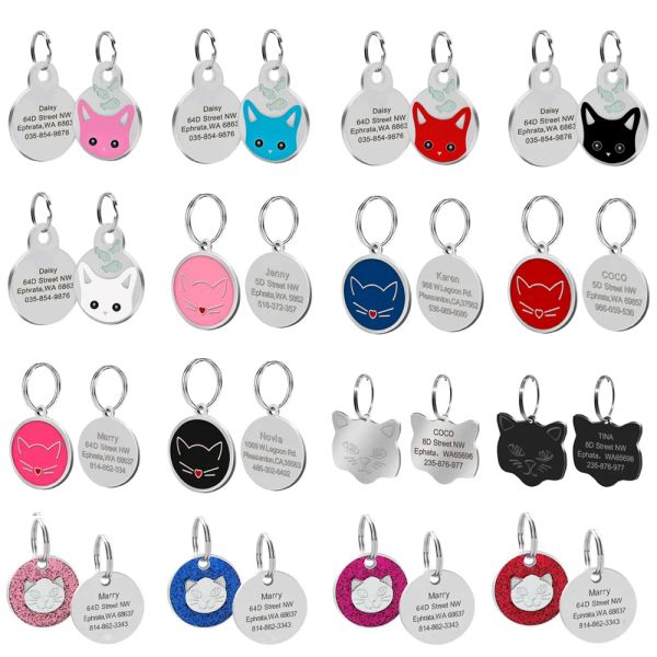 Case tag gatto personalizzato CATTI personalizzati etichette ID gattino gratis con colletto gatto a pendente accessori per animali domestici rotondi