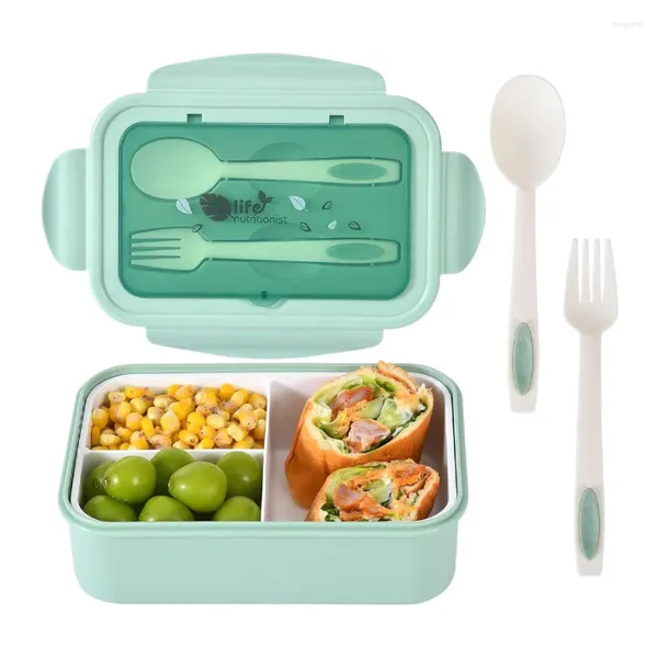 Caixas de bento de utensílios para adultos-1100 ml lancheira infantil infantil com colher garfo de colher diurável tamanho perfeito