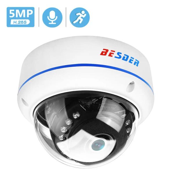 Webcams Besder H.265 5MP 3MP 2MP HD Vigilância IP Câmera de áudio Vandalproof Ir Night Dome Security Camera Xmeye P2P Videoveillance