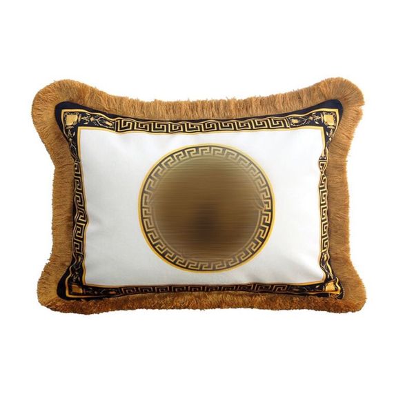 Casa de luxo Sinalização de designer de designer Padrão clássico Tassel Tassel Pressão de impressão de travesseiro de travesseiro Retângulo 45 35cm para casa NE 2455