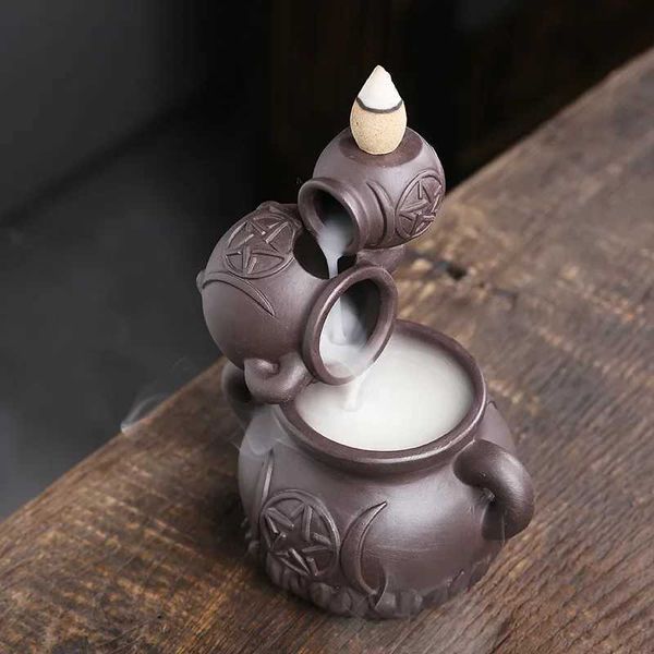 Lâmpadas de fragrâncias 1pc criativo jarra de vinho estrela ornamento backflow incense queimador de cerâmica Censador de decoração de casa de artesanato (sem incenso) T240505