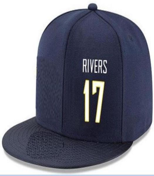 Snapback Hats Custom Имя игрока Number17 Rivers Chargers Настройка всех командных ограничений принимает на заказ логотип с плоской вышивкой or9013840