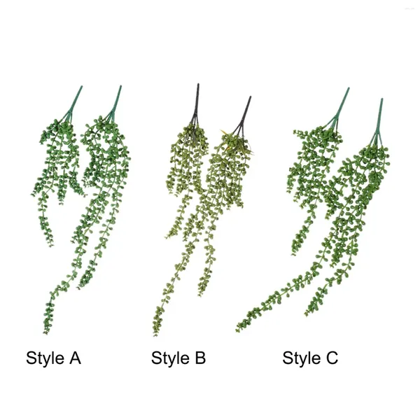 Dekoratif Çiçekler 2x Yapay Succulents Asma Bitkiler Çok yönlü Sahte Yatak Odası Bahçe Kapalı Ofis için Yeşiller Yeşillik