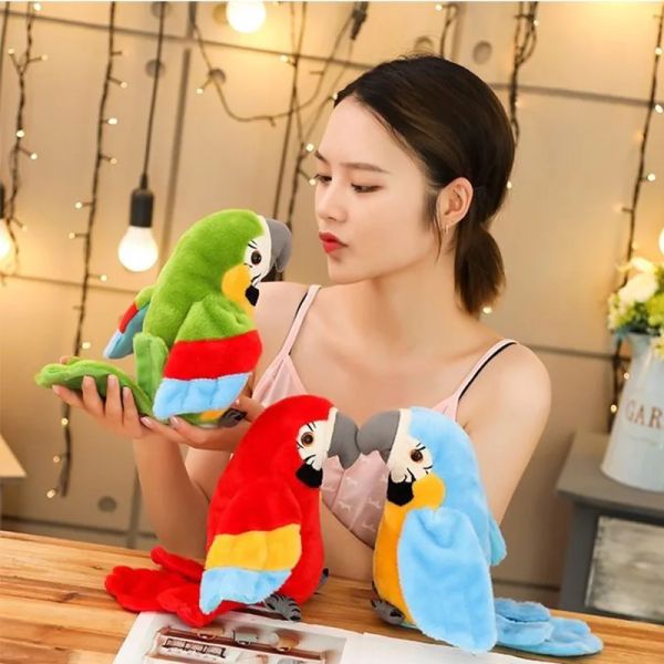 Toys Simulação Princho Toys Parrot Bird Plush Doll Beys Kids Toys Brinquedos de animais selvagens fofos Presentes de festa de Natal para crianças