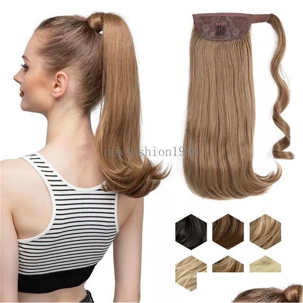 Chignons Wavy 17inch Ponytial Extension Sentetik Saç Parçası Kadınlar İçin Klipli Klipli Sarda Saç ve Stil Ekle Erişim DHAJ4