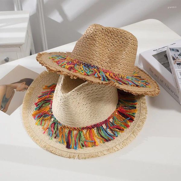 Cappelli larghi versione coreana Versione coreana colorato cappello di ghigliottino della spiaggia per la spiaggia grande vacanza al sole Protezione da sole Sun Shade