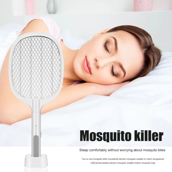 Zappers Electric Insect Racket Swatter Zapper USB 1200mAh recarregável Mosquito Swatter Kill Fly Bug Zapper Killer Trap