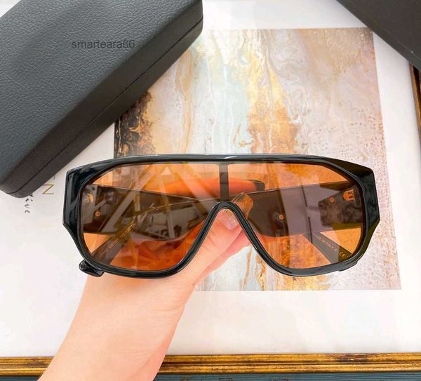 Sonnenbrille Sommer Übergröße Schild Wrap Sonnenbrille glänzt schwarze Orangenlinsen Frauen Sonnenbrillen UV400 Schutz Brillen mit Kiste