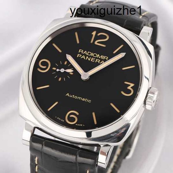 Orologio da polso esclusivo Panerai Radiomir Series 45MM MECCANICA MECCANICA MECCANICA SMELLI DISCO SCULLA DISCO TRASPARENT COMMERCIALE ORDORATO BLACO BLACO BLACK BROWN TIME PAM005