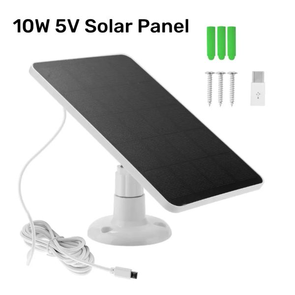 Kameras 10W 18W wasserdichte Outdoor -Solarpanel mit 3 Meter Kabel Typec Micro Port 5V Ladung für Telefonlüfter Eufy Wyze Batteriekamera