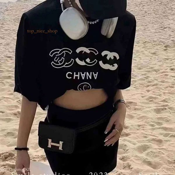 Designer de canal Mulheres camiseta short shorts de manga curta Casual Casal Casal Relaxled Korean Version Ins camiseta Chanelshirt 9018