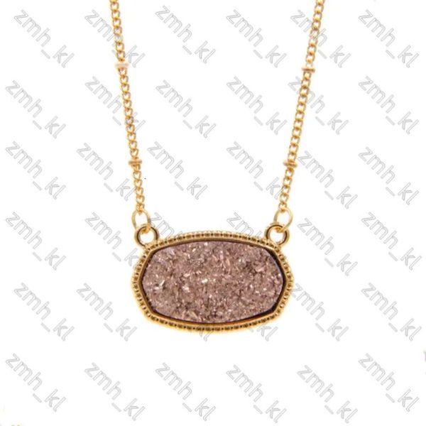 Colares de jóias de jóias de grife resina Oval Oval Colar druzy Gold Color Chain Drusy Hexagon Style Luxury Designer Brand Jóias de moda para mulheres 608