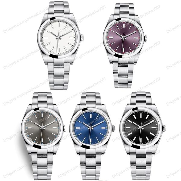 5 cores Relógio asiático de alta qualidade 2813 Relógios mecânicos automáticos Grey Men's Watch M114300-0001 39mm Dial roxo Aço inoxidável 245N