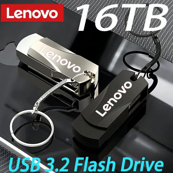 Adaptör Lenovo USB Memoria 16TB OTG Metal USB 3.0 Kalem Sürücü Anahtarı 8TB 2 TB Tip C Yüksek Hızlı Pendrive Mini Flash Tahrik Bellek Çubuğu