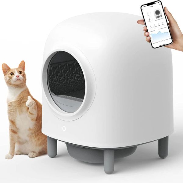 Scatole Cucione auto -pulizia Cat Box App Controllo Controllo Protezione Sicurezza Rimozione Odore Spazio di ampio per più gatti automatici Non più scatto