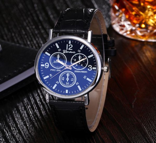 Sorpresa orologi da uomo a buon mercato Ginevra Blue Ray Glass Top Brand Luxury in pelle di lusso sportivo orologio da donna Relogio Masculin4248627