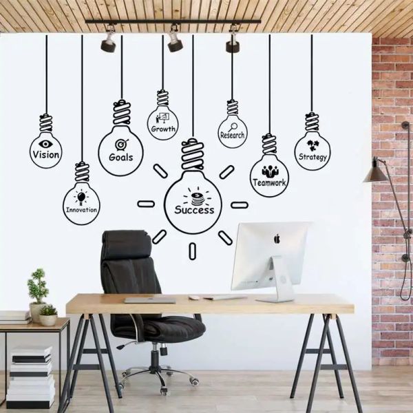 Adesivos Vision Goal Work Sucesso Estratégia Office Sticker Wall Chip Office Tech Work Decor Inspirational Decor de parede de vinil