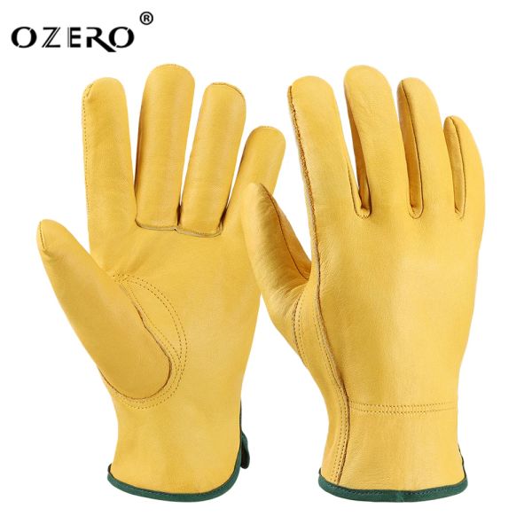 Luvas Ozero Leather Work Luvas para homens amarelos CHIDO DE CHIDO PROVIMENTO DOISTRO DE PROTEÇÃO DE PROTEÇÃO DO PROTENCIONO DO MECÂNICO DE SOLDAÇÃO