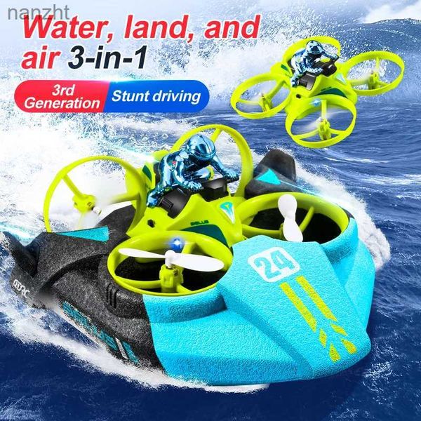 Drones 4drc v24 mini rc drone hidroapane voador hovercraft velocidade drift 3 em 1 brinquedo 2.4g quatro helicóptero à prova d'água infantil garoto de garoto wx