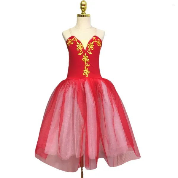 Abbigliamento da palcoscenico tutu abito rosso ragazza balletto da ballo piccolo cigno per esibizioni di danza per bambini Giselle Leotards for Women