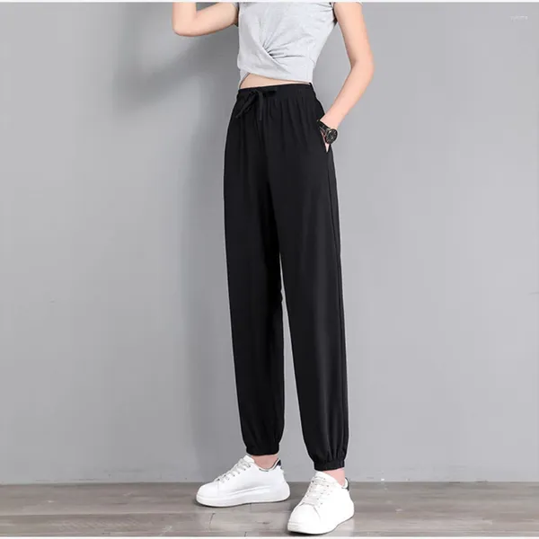 Frauenhose bequeme Mode Frauen Jogginghosen gebunden Füße Fitness Fitness lose pink Polyester schnell trocken