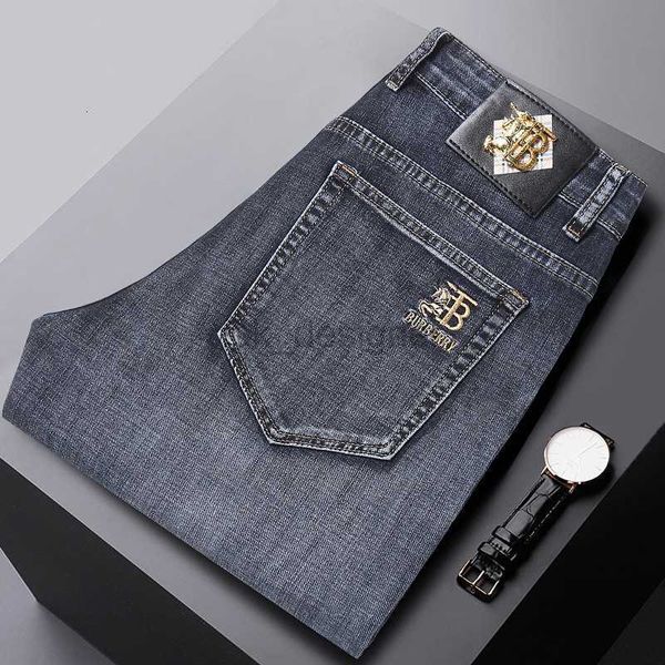 Jeans de jeans masculino Jeans Men's Spring e Summer Fin High Waist Elastic Straight Loose Business Casual Men Jeans