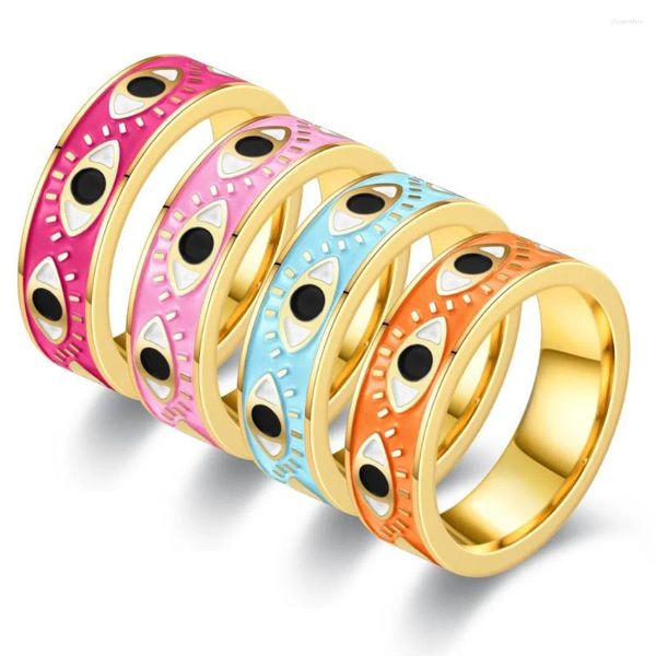 Anelli a grappolo Baecyt Cute Lucky Eye Personality Greco colorato colorato Anamel Anamel Ring per donne Regali di gioielli alla moda