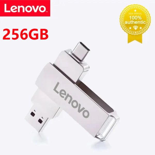 Adaptör Lenovo 2tb Metal Flash Tahrik Taşınabilir Kalem Sürücü Yüksek Hızlı USB 3.1 Tip C Arayüz Bellek Çubuğu 1TB 512GB Memoria Flash Disk