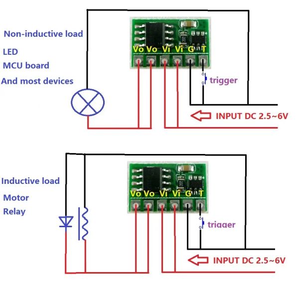 Zubehör 6A DC 3V 3,3 V 3,7V 5V Fliplop Latch Relay Modul Bistable Selbstverschiebungsschalter Niederimpuls Trigger -Tafel für LED -Motor -Latching